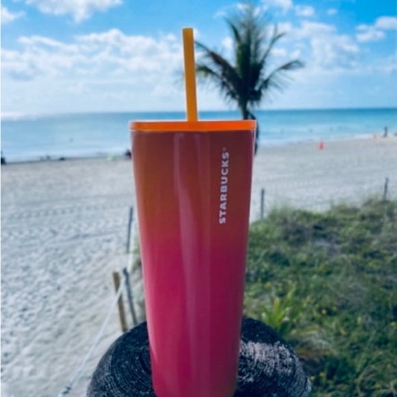Starbucks Ombre Pink Orange Stainless Steel Gradient Cold Cup Tumbler 24oz 2022 - Picture 5 of 9